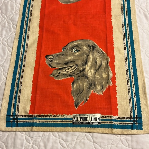 Vintage Made in USA linen tea towel with dog - Picture 7 of 9